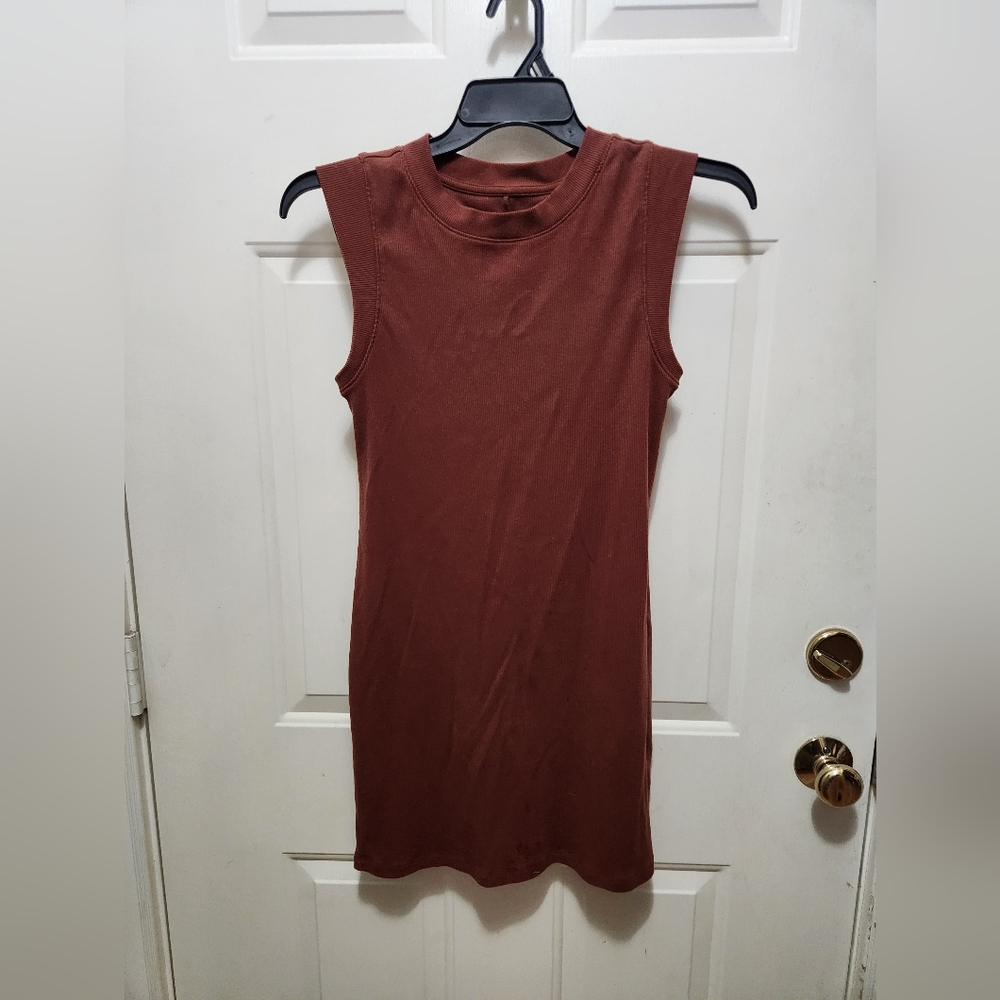 A New Day Ribbed Brown Dress